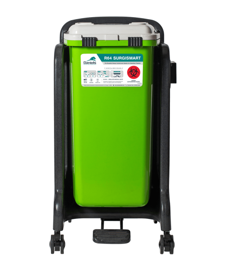 Surgical Sharps Waste Container With Mobile Cart.